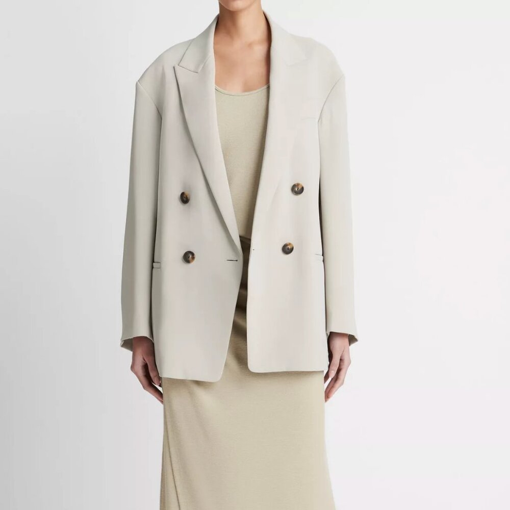Vince Crepe Double-Breasted Blazer Sepia Size 4